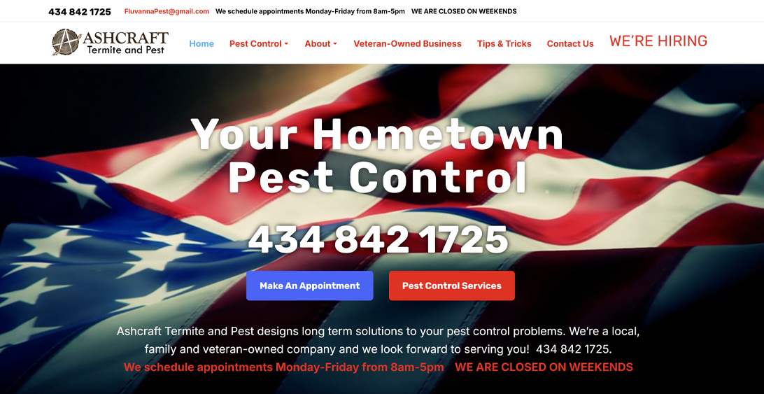 Ashcraft Termite Pest Website