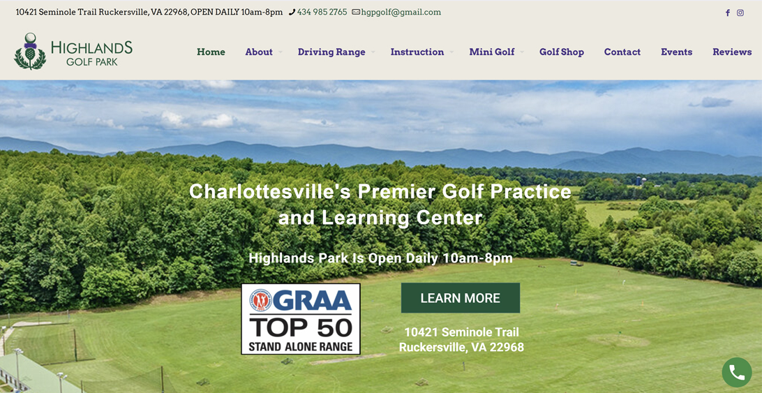 Highlands Golf Park in Ruckersville, Virginia